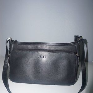 Crazy Horse Black Leather Bag - Multi Pocket Shoulder Bag - Liz Claiborne Purse